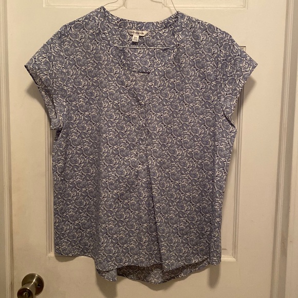 croft & barrow Tops - Croft & Barrow Blue/White Print Pullover Blouse Short Sleeve Womens XXL
